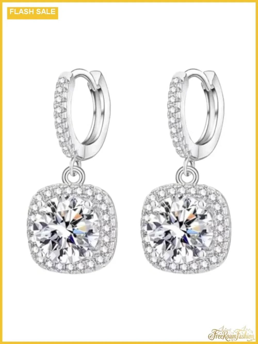 Diamond Hoop Earrings Sterling Silver Cuff Drop Huggie 18K Plated